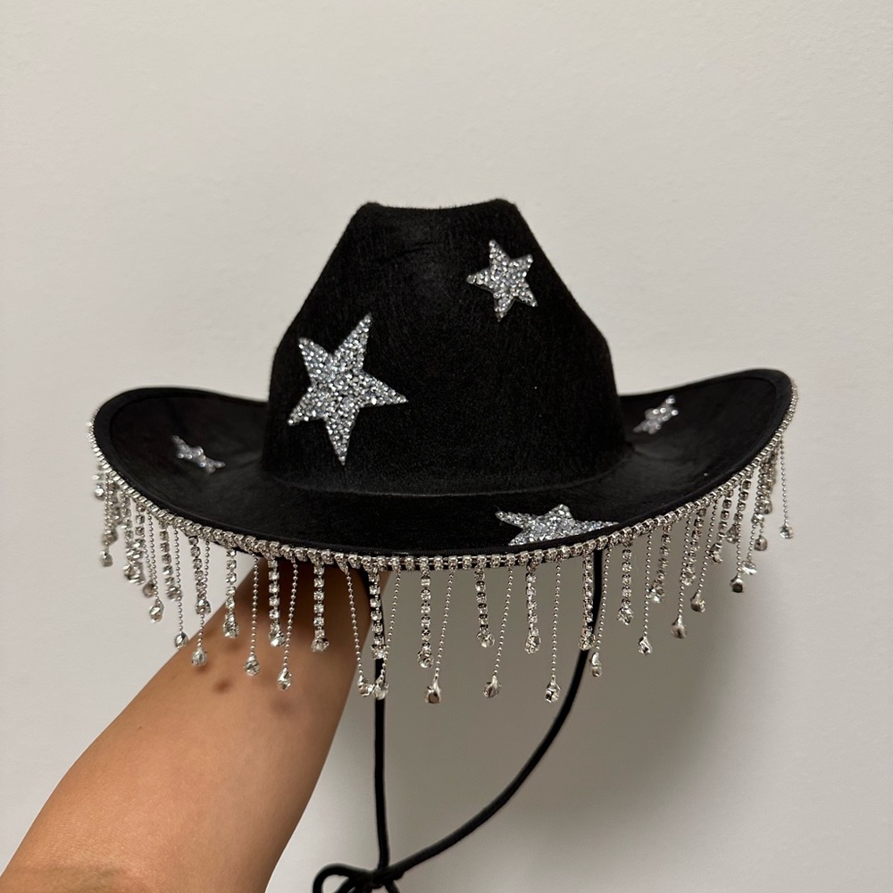 Rhinestone Fringe & Star Cowboy Festival Hat ✨